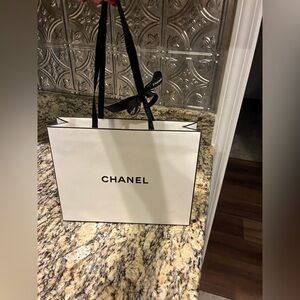 Chanel White and Black small gift bag with tissue paper